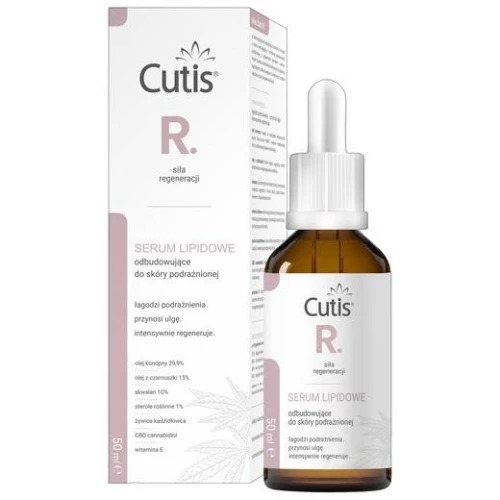 Cutis R lipidowe serum odbudowujące, 50 ml - Z olejem konopnym do pielęgnacji i regeneracji wymagającej skóry,  łagodzi podrażnienia