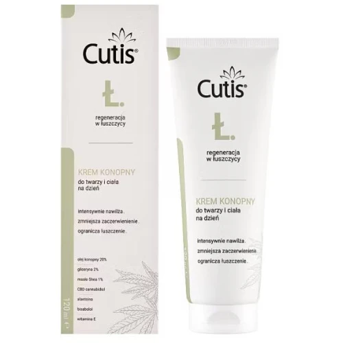 Cutis  Ł  Łuszczyca krem konopny 20% + CBD, 120 ml - Do pielęgnacji i aktywnej regeneracji skóry z objawami łuszczycy
