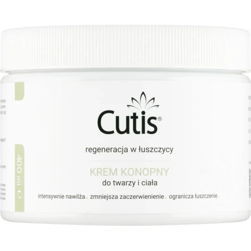 Cutis  Ł  Łuszczyca krem konopny 20% + CBD, 400 ml - Do pielęgnacji i aktywnej regeneracji skóry z objawami łuszczycy