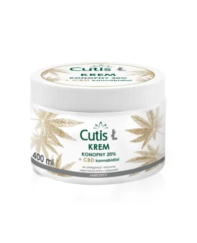 Cutis  Ł  Łuszczyca krem konopny 20% + CBD, 400 ml - Do pielęgnacji i aktywnej regeneracji skóry z objawami łuszczycy