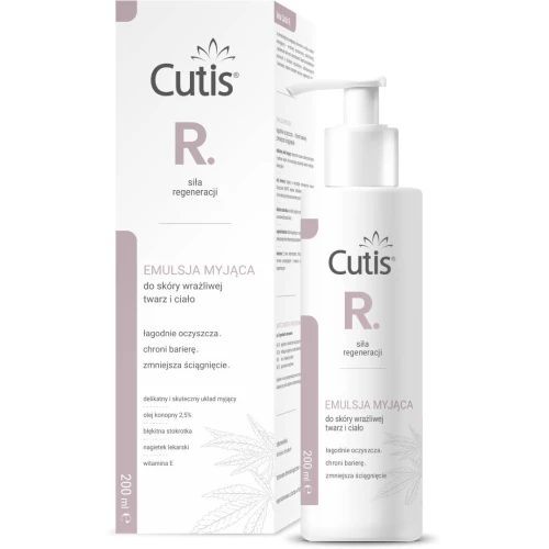 Cutis R Emulsja myjąca do twarzy i ciała, 200 ml - Łagodnie oczyszcza, nie narusza bariery ochronnej skóry