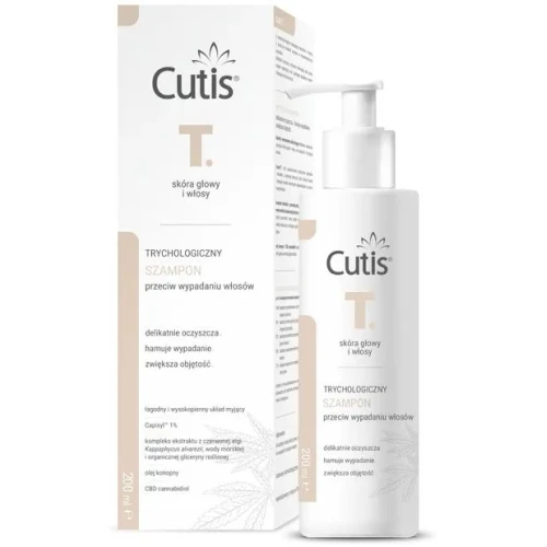 Cutis T Trychologiczny szampon przeciw wypadaniu włosów, 200 ml - Kuracja wzmacniająca cebulki i hamująca łysienie androgenowe