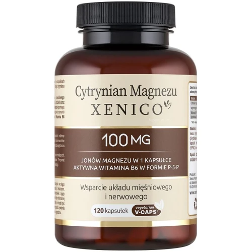 Xenico Cytrynian Magnezu 100 mg, 120 kapsułek - Dla wsparcia funkcji mięśni i układu nerwowego