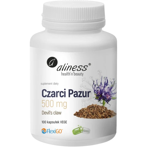Aliness Czarci Pazur (Devil’s Claw) 500 mg, 100 kapsułek - Dla wsparcia układu ruchu i mobilności