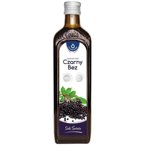 Oleofarm Sok NFC Czarny Bez z witaminą C, 490 ml - Naturalny sok o lekko kwaśnym smaku