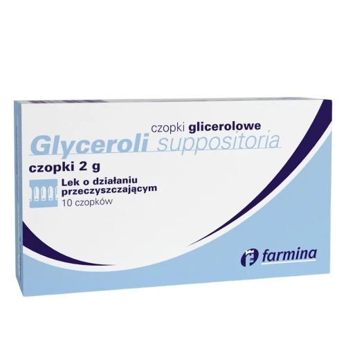 Czopki glicerolowe Farmina 2 g, 10 sztuk - Leczenie zaparć u dorołsych