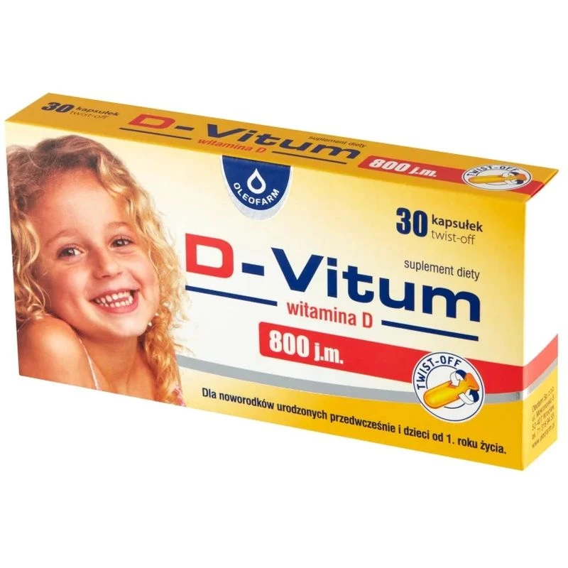 D-Vitum 800 j.m., 30 kapsułek twist-off  - Suplement z witaminą D3