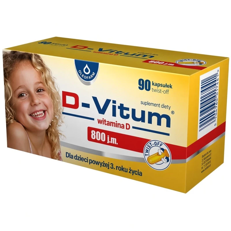 D-Vitum 800 j.m., 90 kapsułek twist-off  - Suplement z witaminą D3