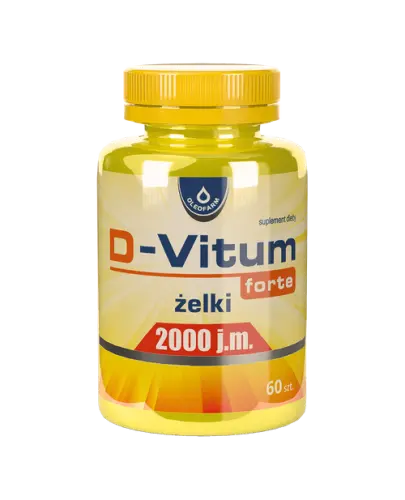 D-Vitum Forte 2000 j.m. żelki, 60 sztuk - Pomarańczowe żelki z witaminami C i D
