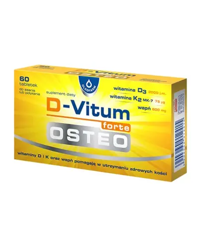 D-Vitum forte Osteo, 60 tabletek - Suplement diety zawierający wapń, witaminę D i witaminę K