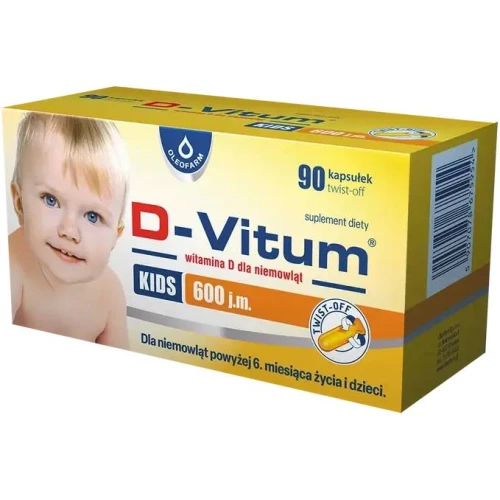 D-Vitum Kids 600 j.m. witamina D dla niemowląt, 90 kapsułek twist-off - Uzupełniania dietę w witaminę D3