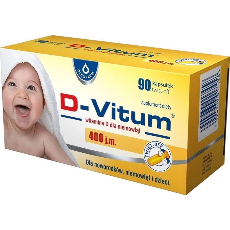 D-Vitum Witamina D dla niemowląt 400 j.m., 90 kapsułek - W kapsułkach twist-off