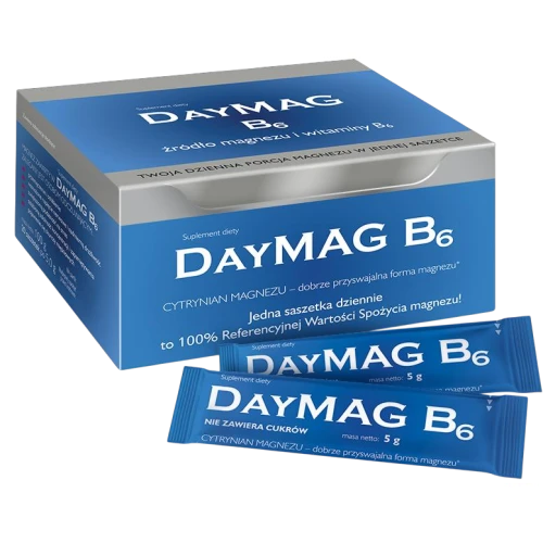 DayMag B6, 20 saszetek - Dobrze przyswajalna forma magnezu, wzbogacona witaminą B6