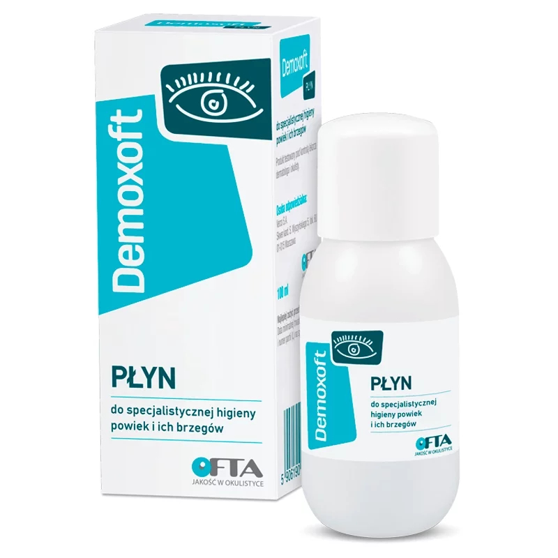 Demoxoft Płyn, do specjalistycznej higieny powiek i ich brzegów, 100 ml - Oczyszcza i pomaga w usuwaniu zalegającej wydzieliny