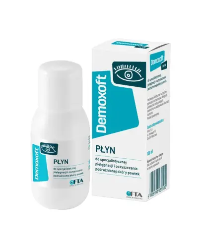 Demoxoft Płyn, do specjalistycznej higieny powiek i ich brzegów, 100 ml - Oczyszcza i pomaga w usuwaniu zalegającej wydzieliny