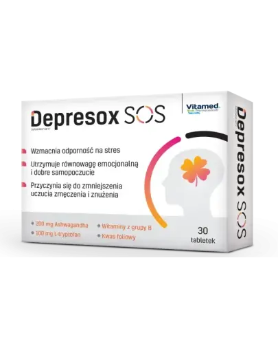 Depresox SOS, 30 tabletek - Z ekstraktem z korzenia Ashwagandhy oraz witaminami z grupy B 