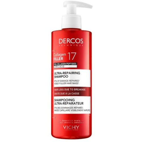 Vichy Dercos Collagen 17 Filler Ultra-regenerujący szampon do włosów, 400 ml - Wzmacnia słabe i kruche włosy