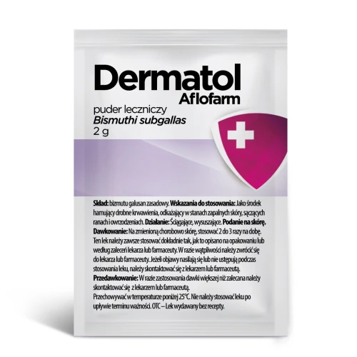 Dermatol Aflofarm Puder leczniczy, 2 g - Hamuje drobne krwawienia