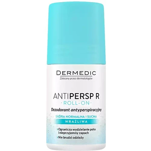 Dermedic Antipersp R Dezodorant antyperspiracyjny roll-on, 60 g - Ogranicza i reguluje potliwość nie zostawiając białych śladów