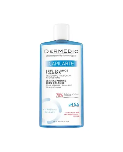 Dermedic Capilarte Sebu-Balance Szampon przywracający równowagę mikrobiomu skóry, 300 ml - Wyrównuje wydzielanie sebum