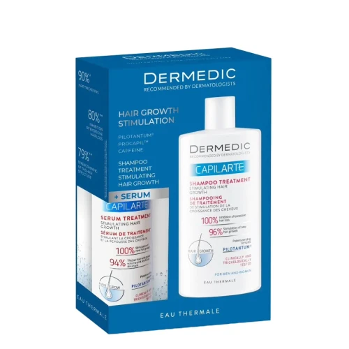 Dermedic Capilarte Zestaw Szampon, 300ml + Serum, 150 ml - Intensywna kuracja przeciw wypadaniu włosów