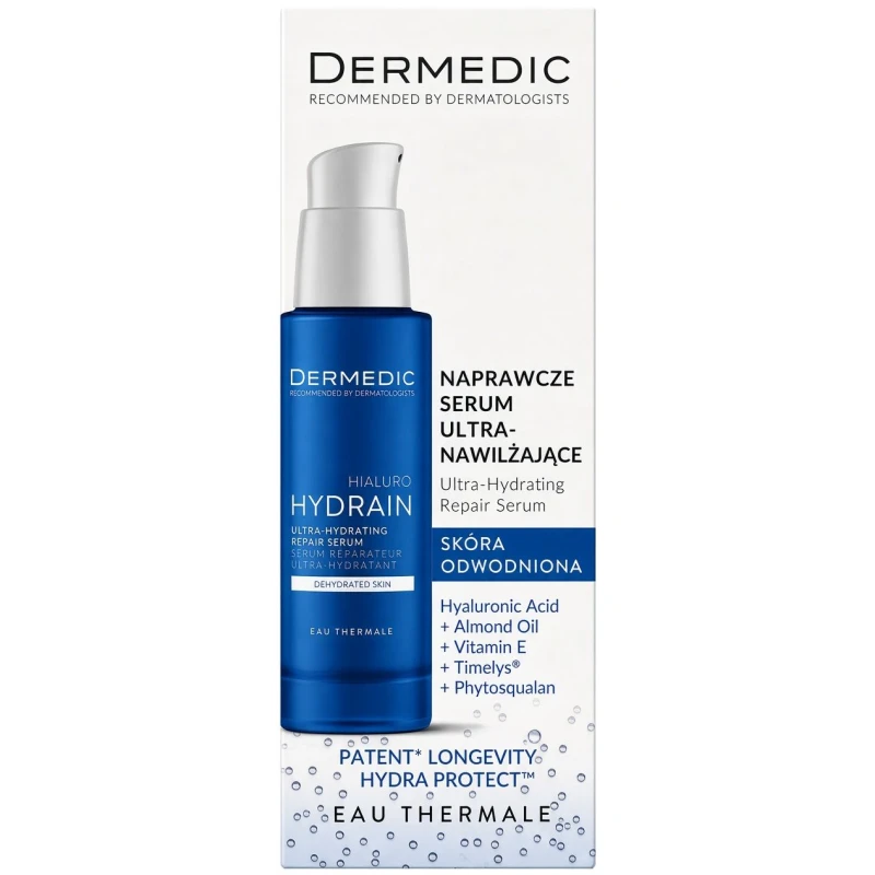 Dermedic Hydrain Hialuro Naprawcze serum ultra-nawilżające, 30 ml - Do skóry odwodnionej i wrażliwej
