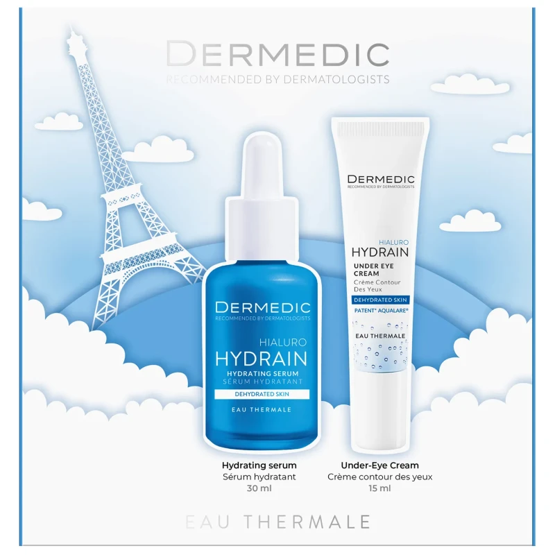 Dermedic Hydrain Zestaw Serum nawadniające, 30 ml + Krem pod oczy, 15 ml - Pielęgnacja skóry suchej i odwodnionej