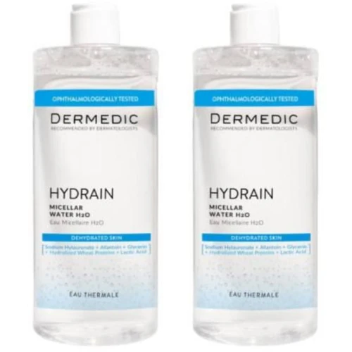 Dermedic Hydrain Hialuro, płyn micelarny H2O, 2 x 500 ml - Usuwa zanieczyszczenia i makijaż