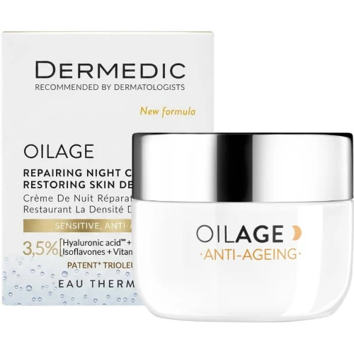 Dermedic Oilage Anti-Ageing, krem na noc, 50 ml - Przywraca gęstość skóry wrażliwej dla kobiet w wieku okołomenopauzalnym