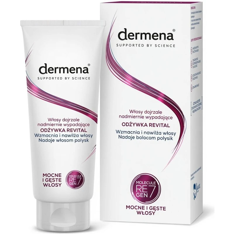 Dermena Revital, odżywka do włosów, 200 ml - Do matowych, pozbawionych blasku farbowanych włosów dojrzałych