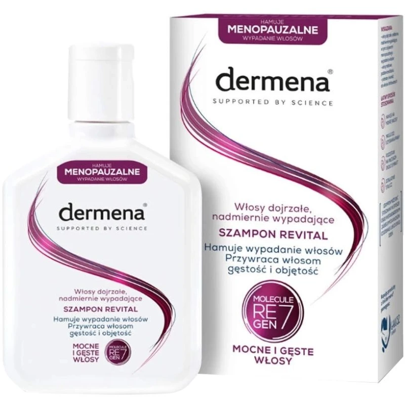 Dermena Revital, szampon do włosów dojrzałych i osłabionych, 200 ml - Hamuje wypadanie włosów, także o podłożu menopauzalnym