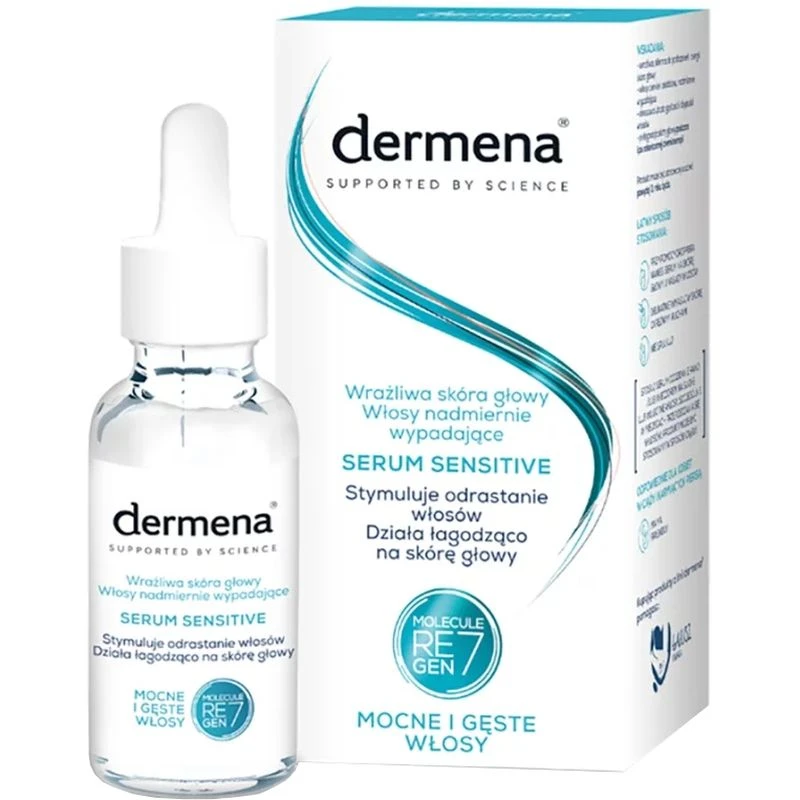 Dermena Sensitive, serum do wrażliwej skóry głowy, 50 ml - Stymuluje odrastanie włosów i łagodzi podrażnienia skóry głowy