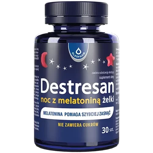 Oleofarm Destresan noc z melatoniną żelki, 30 sztuk - Zawiera kompozycję ekstraktów roślinnych