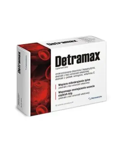 Detramax, 60 tabletek powlekanych - Suplement diety z diosminą i hesperydyną w postaci zmikronizowanej