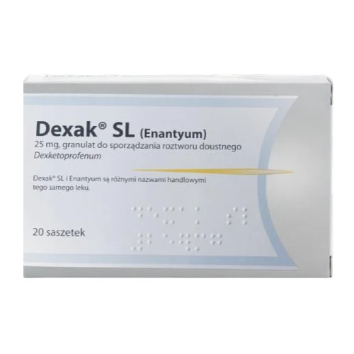 Dexak SL (import równoległy Allpharm), 20 saszetek - Do sporządzania roztworu doustnego o działaniu przeciwbólowym i przeciwzapalnym