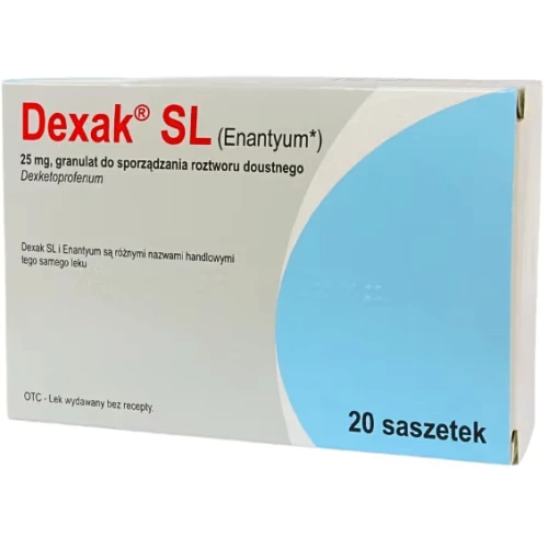 Dexak SL (import równoległy Medezin), 20 saszetek - Szybka ulga w lekkim i umiarkowanym bólu, m.in. mięśni i stawów