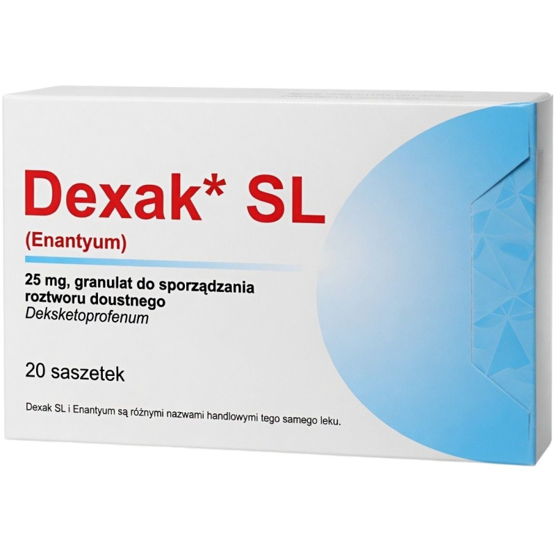 Dexak SL 25 mg, 20 saszetek Delfarma (import równoległy) - Lek przeciwbólowy na ostry ból