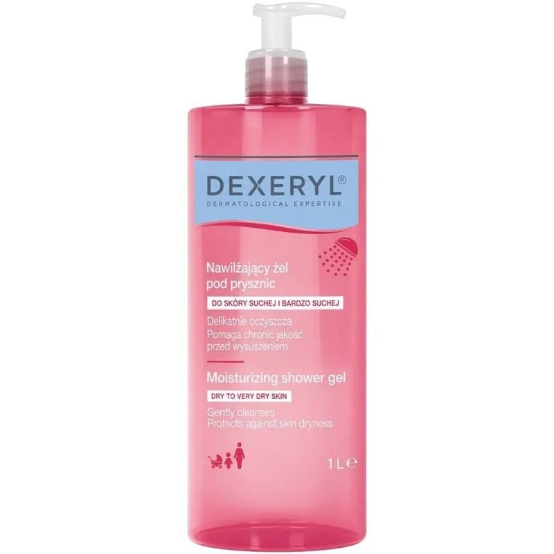Dexeryl Nawilżający żel pod prysznic, 1000 ml - Codzienna pielęgnacja skóry suchej i wrażliwej