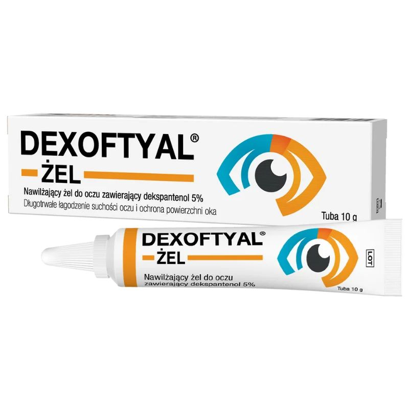 Dexoftyal  żel do oczu, 10 g - Z 5% dekspantenolem i karbomerem chroniący powierzchnię oka oraz utrzymujący prawidłowe nawilżenie
