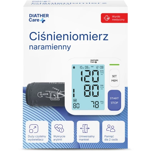 Diather Care Ciśnieniomierz naramienny, 1 sztuka - Ciśnieniomierz elektroniczny