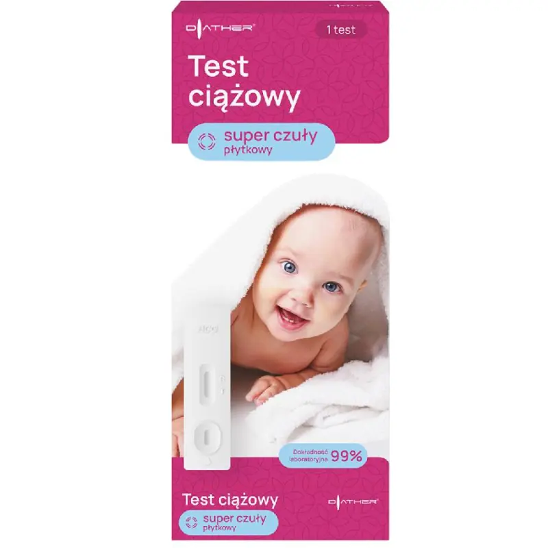 Diather Test ciążowy super czuły płytkowy, 1 sztuka - Do wykrywania wczesnej ciąży