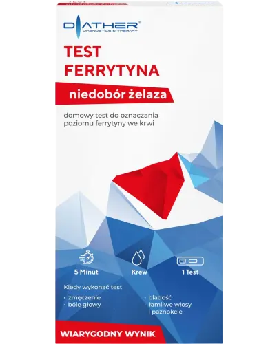 Diather Test Ferrytyna niedobór żelaza 1 sztuka - Domowy test diagnostyczny na niedobory żelaza
