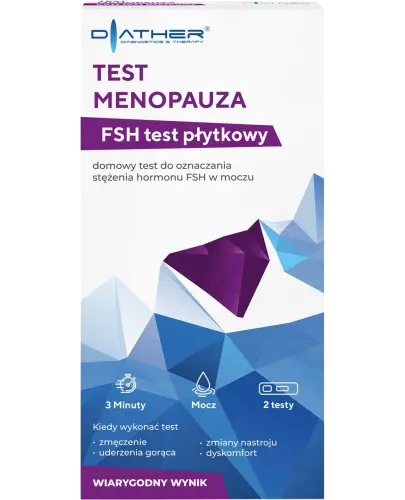 Diather Test Menopauza FSH test płytkowy, 2 sztuki - Precyzyjny test płytkowy dla kobiet w okresie przekwitania