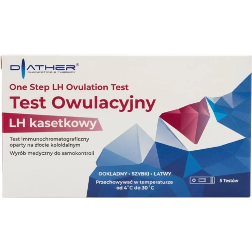 Diather Test owulacyjny LH kasetkowy, 5 testów - Łatwy, szybki i precyzyjny test do samokontroli