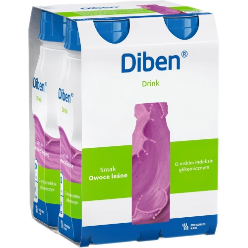 Diben Drink o smaku owoców leśnych, 4 x 200 ml - Dieta wysokoenergetyczna dla osób niedożywionych z zaburzeniami metabolizmu glukozy