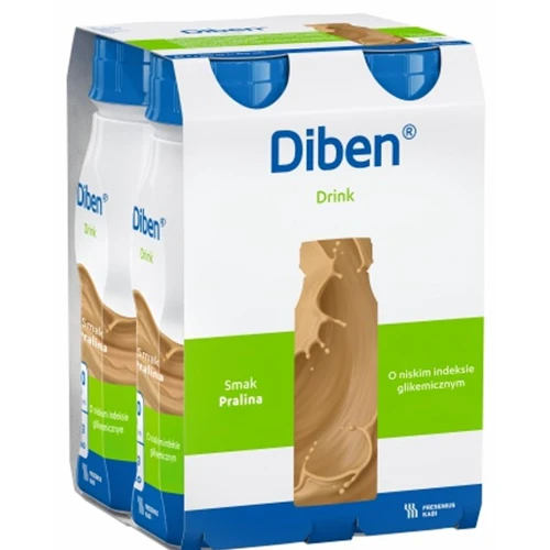Diben Drink o smaku pralinowym, 4 x 200 ml - Płyn dla osób niedożywionych z zaburzeniami metabolizmu glukozy