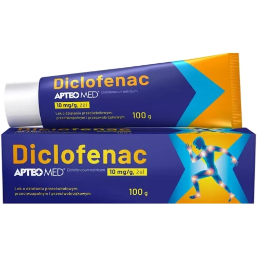 Diclofenac Apteo Med żel, 100 g - Żel przeciwbólowy, przeciwzapalny i przeciwobrzękowy z diklofenakiem