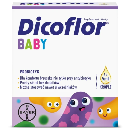 Dicoflor Baby, krople 2 x 5 ml - Probiotyk dla dzieci i niemowląt