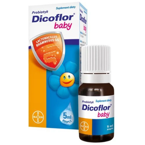 Dicoflor baby krople, 5 ml  - Krople z liofilizowanymi żywymi kulturami bakterii Lactobacillus rhamnosus GG
