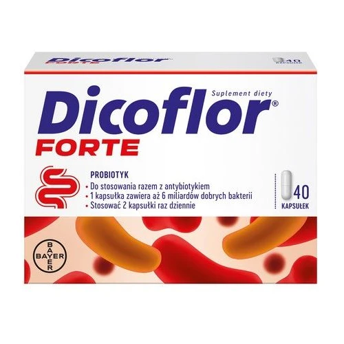 Dicoflor Forte, 40 kapsułek - Probiotyk do stosowania razem z antybiotykiem